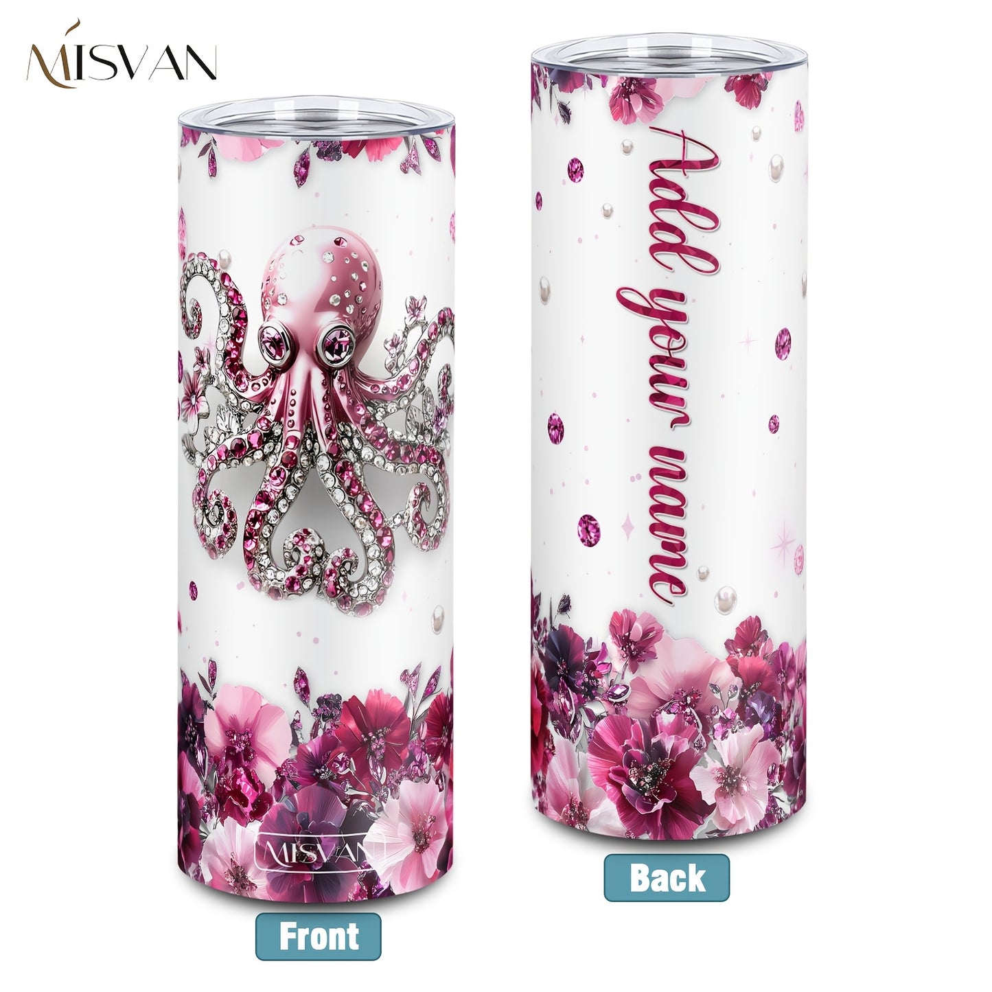 1pc Customized Name Stainless Steel Tumbler | 20oz/22oz/40oz Insulated Water with Lid, Reusable, Round Shape, 304 Stainless Steel, Ideal for Easter, Thanksgiving, Father'S Day, Mother'S Day, Graduation, White Diamond Butterfl