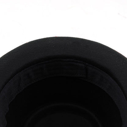Men'S & Women'S British Style Felt Top Hat with Feather-like Plume - Elegant Black/Red/Burgundy Jazz Hat, Small Brim & Wide Flat - Durable Felt Material for Weddings, Proms, Masquerade & Vintage Events - Unisex Vintage Access