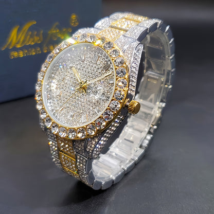 Men's Classic Business Quartz Watch - Rhinestone Dial, Zinc Alloy Strap - Party Style | Calendar Feature | Battery Powered