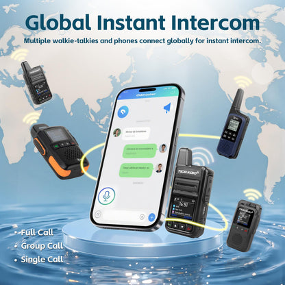 TIDRADIO M15 Global Walkie Talkies 4G POC with SIM Cards, Long Distance 5000 Miles Rechargeable Nationwide Unlimited Range Two Way Radios & USB-C Battery (2 Pack)