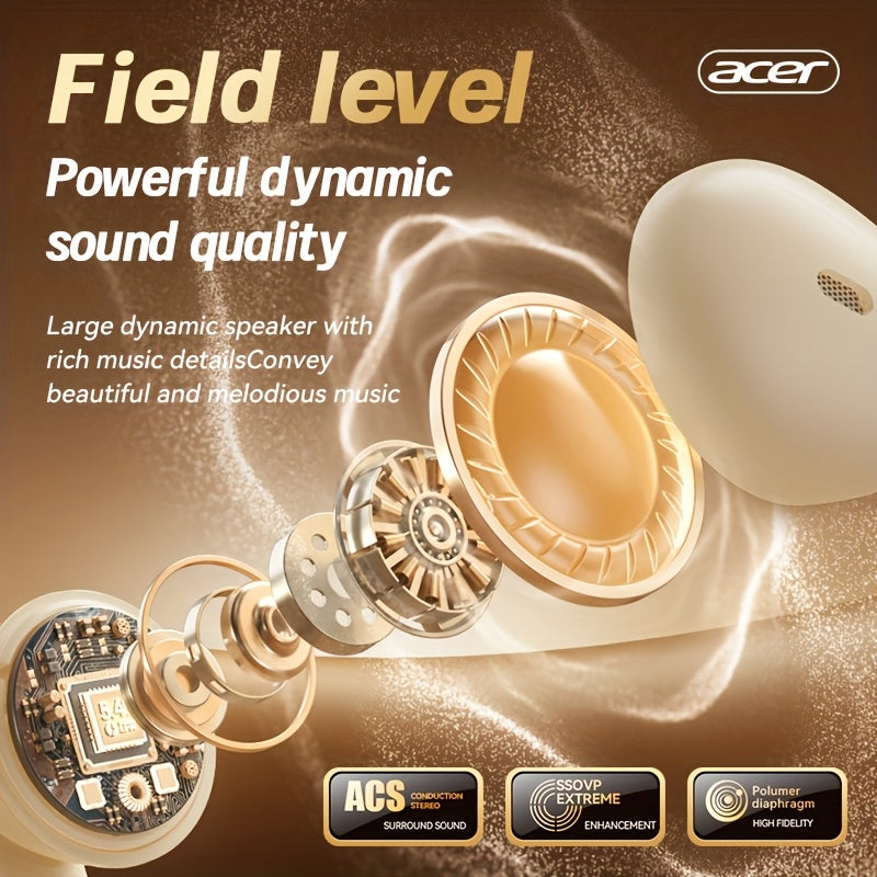 [Acer] 2025 new model back-to-school season TWS Wireless Headset Heavy Bass Stereo + Talking Noise Cancellation Ultra Long Lasting Sports Running In-Ear Low Latency Gaming Mode HIFI Audio Lightweight Touch Design Stylish Desi