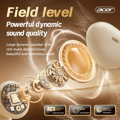[Acer] 2025 new model back-to-school season TWS Wireless Headset Heavy Bass Stereo + Talking Noise Cancellation Ultra Long Lasting Sports Running In-Ear Low Latency Gaming Mode HIFI Audio Lightweight Touch Design Stylish Desi