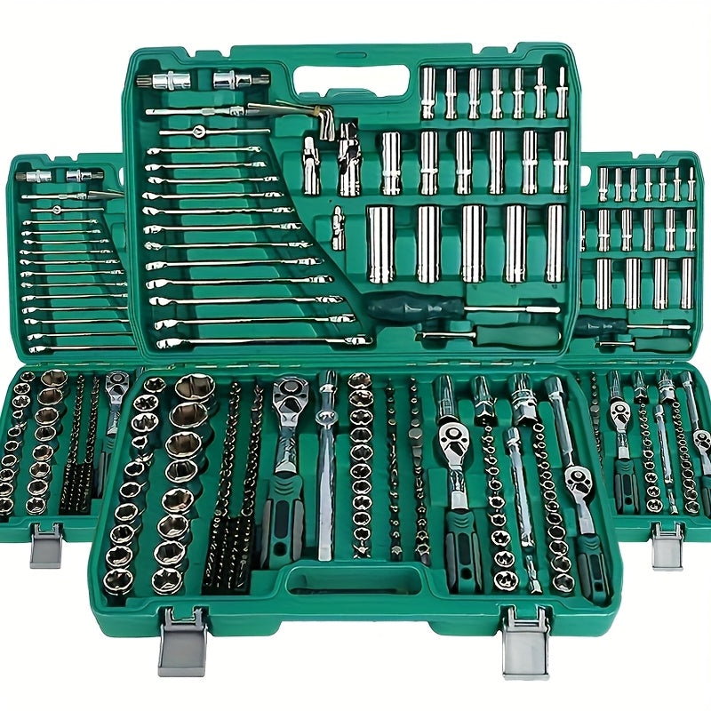 High-End Professional 216/53pcs Mechanic Tool Set, 1/2 *1/4" 3/8 "Drive Depth And Standard Sockets, Ratchet Wrench Set, Torque Wrench, Mechanictool Kits for Auto Parts Repair And Household Mechanical Tool Kit, for Car Bike Re