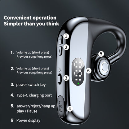 Wireless Headphones with Microphone, Hands-Free Noise Cancelling Earphones for Business & Driving, Wireless Headset with Microphone, Handsfree Noise Canceling Talking Business Driving