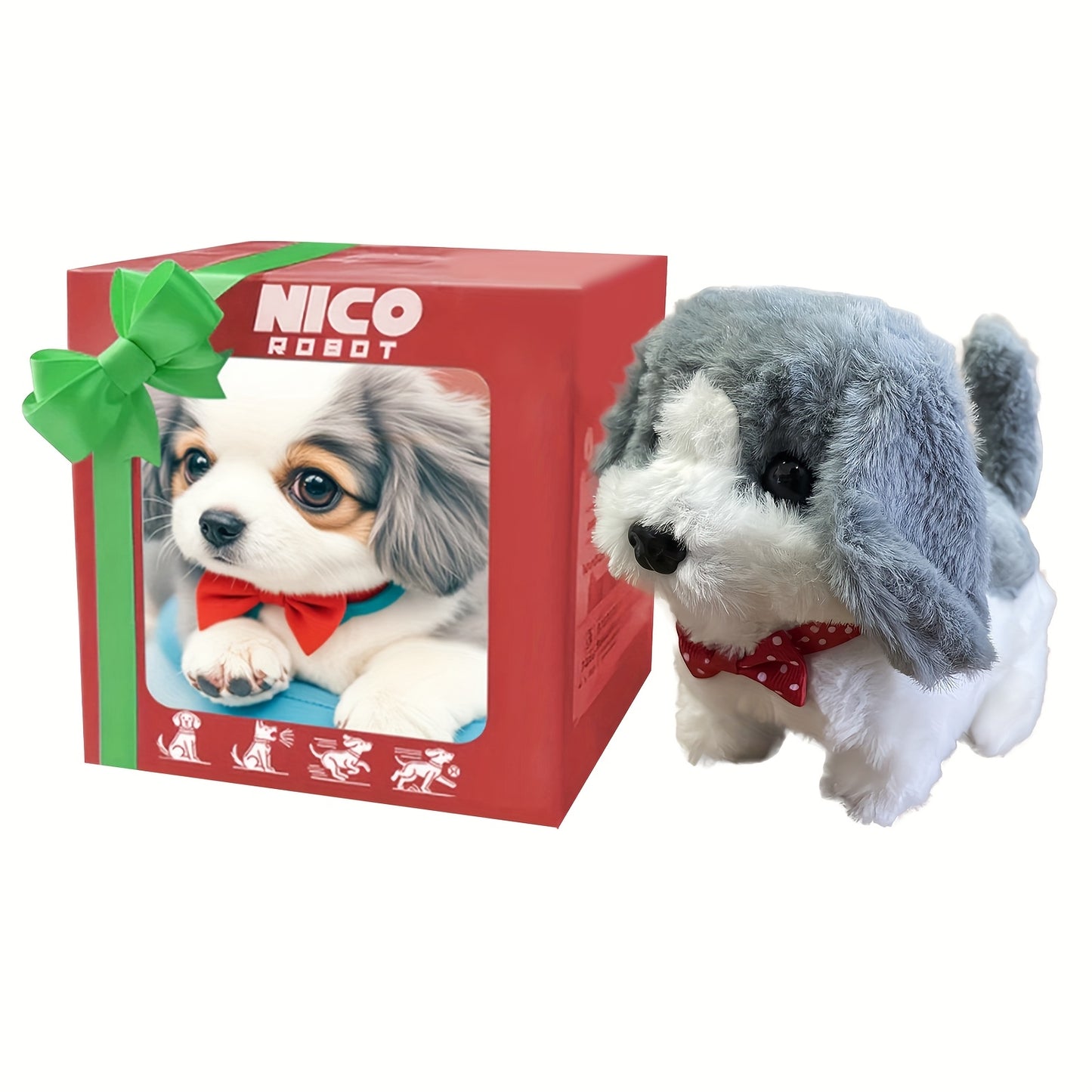 A Robotic Puppy Toy That Mimics Real Movements And Sounds - a Light Brown Plush Companion for, Designed to Aid in Motor Skills Development, Featuring a Playful Packaging And Detailed Fur Texture.