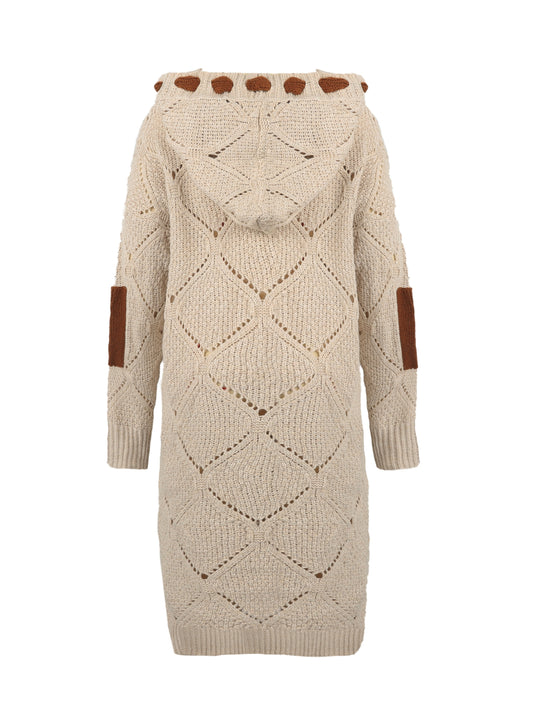 Tailored Design Women'S Long Hooded V-Neck Hollow Out Long Sleeve Dress