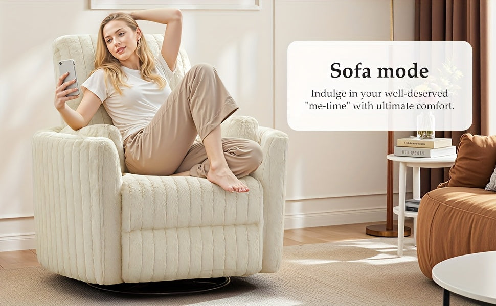 KERDOM 3-in-1 Electric Rocker Recliner Chair with 270° Swivel & Memory Foam, Heavy-Duty Rocking Recliner Sofa Bed with Global Voltage (110-240V), Plug-in Floor Design (No Wood Parts) - Beige/Yellow/Gray