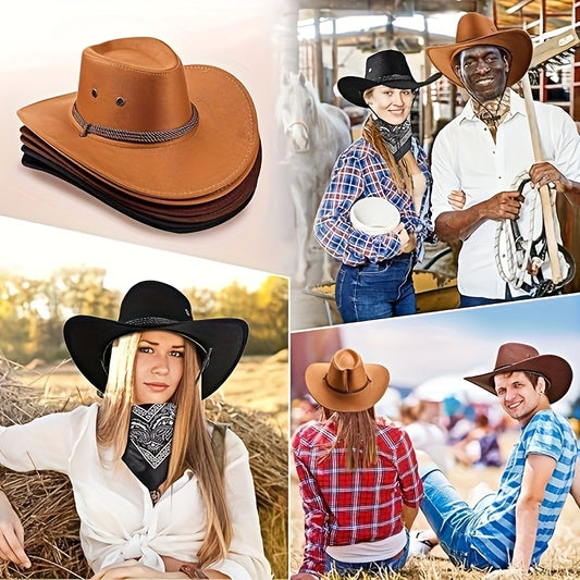 Western Cowboy Hat 12pcs Set, Cowboy Party Hats for Family Reunions And Holiday Decorations, Unisex for Men And Women for Halloween, Christmas Event & Party Supplies for Christmas, Newyear, Valentine, Party Events