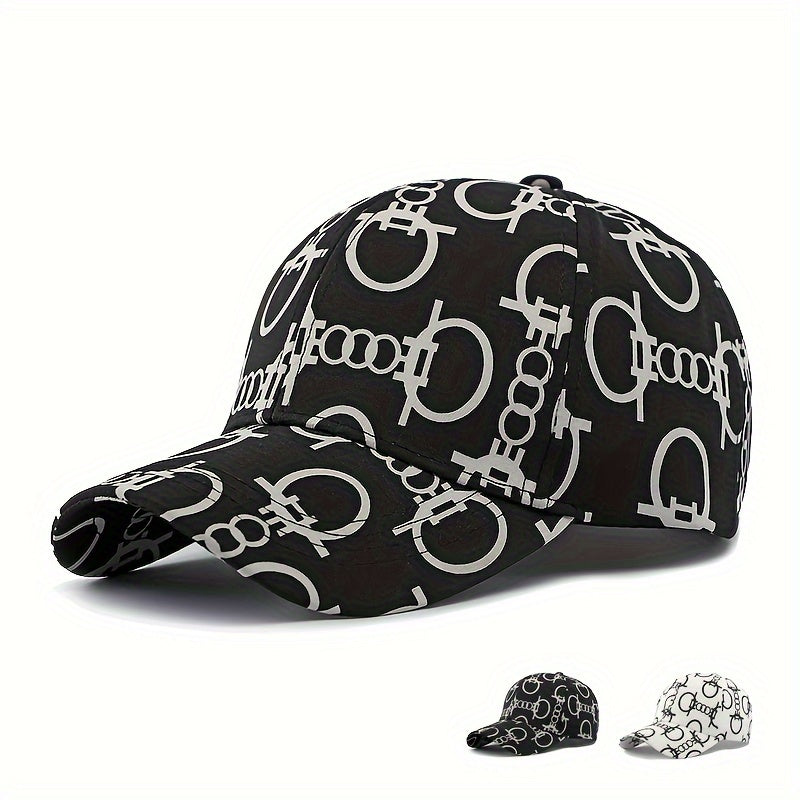 [Breathable Skull Cap] Men'S & Women'S Breathable Baseball Cap - Adjustable, Stylish Black with White Skull & Crossbones Print, Perfect for Spring & Summer, Casual Headwear | Skull Print Cap | Breathable Fabric