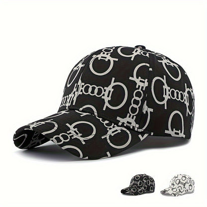 [Breathable Skull Cap] Men'S & Women'S Breathable Baseball Cap - Adjustable, Stylish Black with White Skull & Crossbones Print, Perfect for Spring & Summer, Casual Headwear | Skull Print Cap | Breathable Fabric