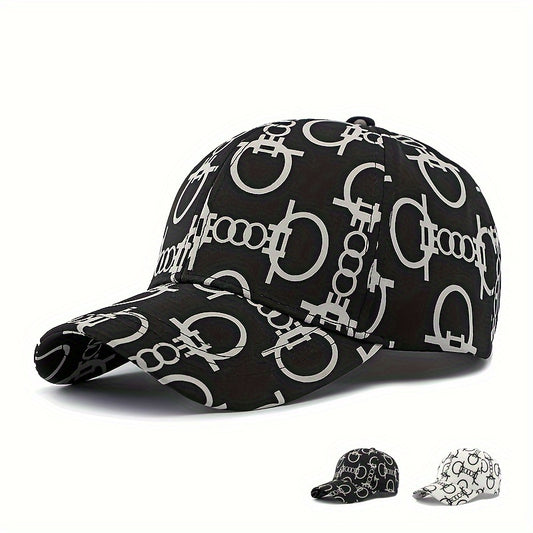 [Breathable Skull Cap] Men'S & Women'S Breathable Baseball Cap - Adjustable, Stylish Black with White Skull & Crossbones Print, Perfect for Spring & Summer, Casual Headwear | Skull Print Cap | Breathable Fabric