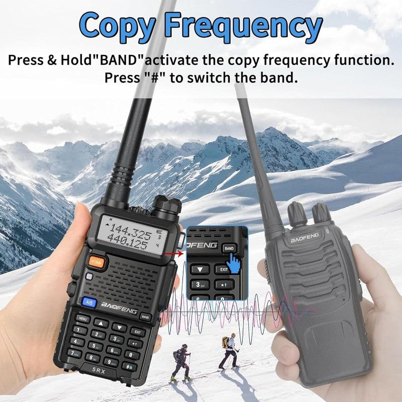 Baofeng 5RX Ham Radio Upgraded of UV 5R Multi Band Receiving Two Way Radio with 4pcs Battery VHF 1 25M UHF AM FM Reception DTMF VOX SCAN Dual Watch Walkie Talkie with Earpiece 771 Antenna 2 Pack
