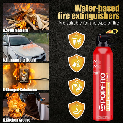 Portable Fire Extinguisher 4-in-1 Multi-Class (A//C/F) - Heavy-Duty Compact Firefighter for Home, Car, Kitchen & Garage - Non-Toxic & Pets, Easy-Clean Agent, Wall-Mountable with CE/EN-1869 (No Water Storage