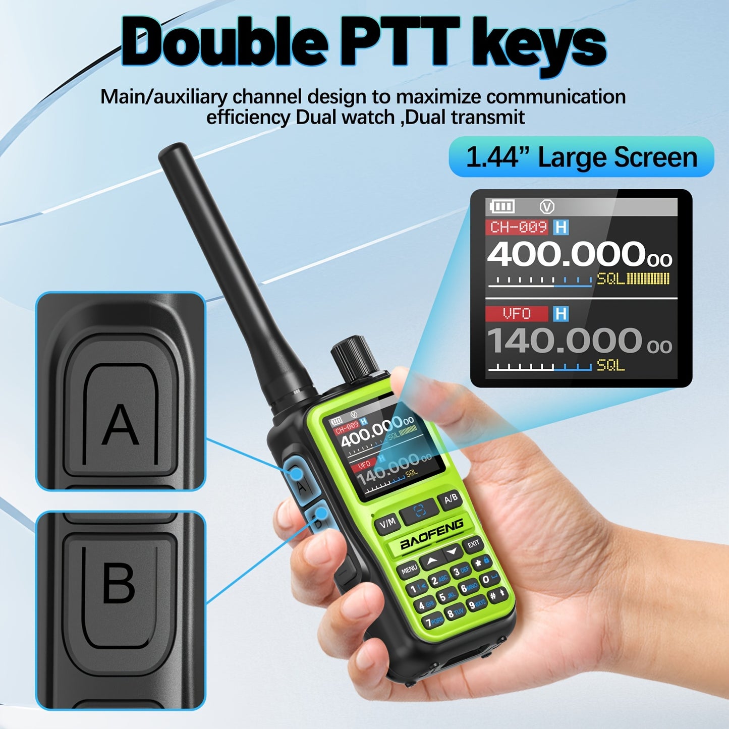 2-Pack Baofeng UV-5R Mini Ham Radio Two-Way Walkie Talkies with NOAA Weather Alerts, Dual PTT, APP Programming & Frequency Copy (999 CH) | USB-C Charging, VHF/VHF/UHF for Hunting, Survival, Skiing, for, Camping, Emergency - C