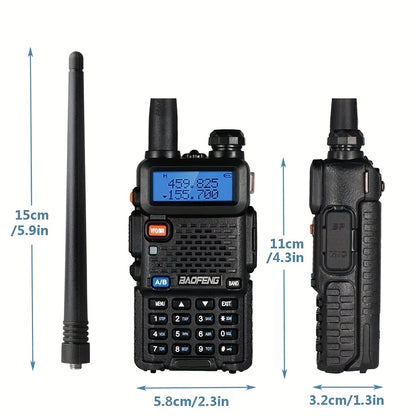 2 Baofeng Walkie Talkies, Handheld Rechargeable Two-way Radio, Long-distance Portable Radio with Speaker Microphone Programming Cable And NA-771 Long Antenna, Suitable for Travel, Survival, Hiking, Cycling, Work, Camping, Fis