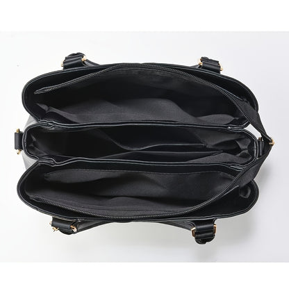 CHROSGEKEIDI Women's Elegant Handbag with Detachable Strap - Perfect Gift for Mom - Versatile Handbag | Modern Minimalist | Large Capacity - Zipper Closure & Contrast Design - Polyester Lining - Sturdy Zipper Closure