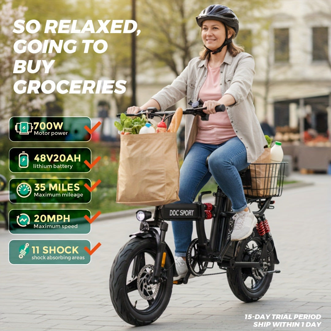 Foldable Electric Bike for Adults & Teens, M1 700W Ebike, 48V 20Ah Removable Battery 32km/h, LCD Display, Perfect for Back to College, Dual Disc Brakes, Commuting, Camping And Giving (Fall Deal)
