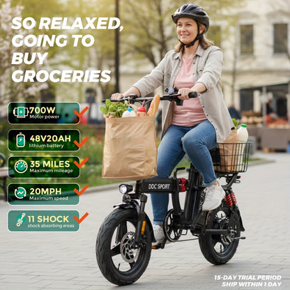 Foldable Electric Bike for Adults & Teens, M1 700W Ebike, 48V 20Ah Removable Battery 32km/h, LCD Display, Perfect for Back to College, Dual Disc Brakes, Commuting, Camping And Giving (Fall Deal)