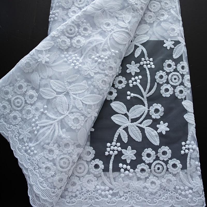 1pc 5yards White African Lace Fabric 2026 New Design French Mesh Embroidered Lace Fabric for Wedding Dresses 4484