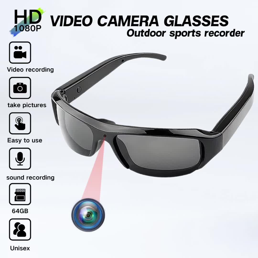 High Definition Video Glasses, 1080P High-definition Smart Glasses, Wearable Video Glasses, 90 Minute Battery Life, 75 ° Wide-angle, 64GB Storage Card, Sports And Conference, Body Camera