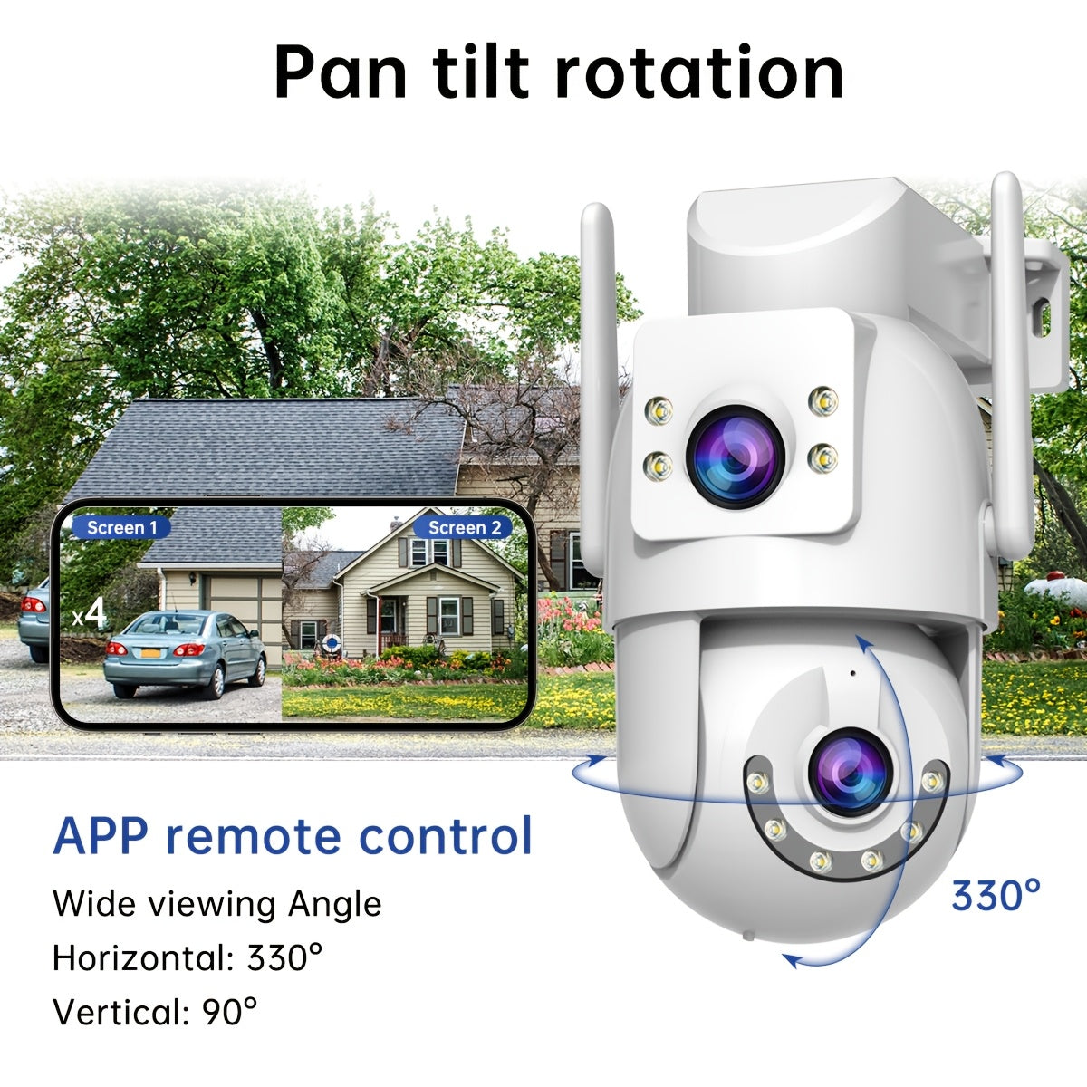 5G Outdoor Wireless IPX6 Security Camera with 1296P Full HD Night Vision, Dual-Lens Dual Screen, Motion Detection, Two-Way Audio, Multi-Party Sharing, Usb-powered For Home, Farm, Garden, Farm Surveillance, Modern Surveillance