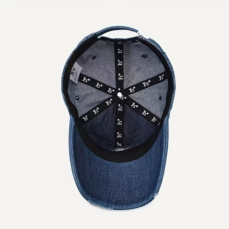 Retro Western Baseball Cap - Vintage Distressed Jeans-like Hat with Snapback Closure, Lightweight Non-Stretch Fit for Men & Women, Casual & Formal Events - Durable Everyday Cowboy Hat