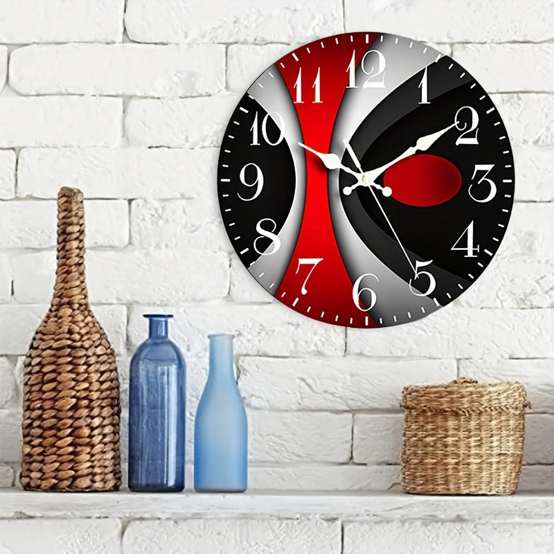 1-Pack JFHT Modern Large Round Wall Clock with Black & Red Face, White Hands & Black Numerals - Minimalist Silent Non-Ticking ( Not Included) - Easy-to-Read Large Face for Living Room, Bedroom, Office Decor - Black/Red/White
