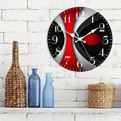 1-Pack JFHT Modern Large Round Wall Clock with Black & Red Face, White Hands & Black Numerals - Minimalist Silent Non-Ticking ( Not Included) - Easy-to-Read Large Face for Living Room, Bedroom, Office Decor - Black/Red/White