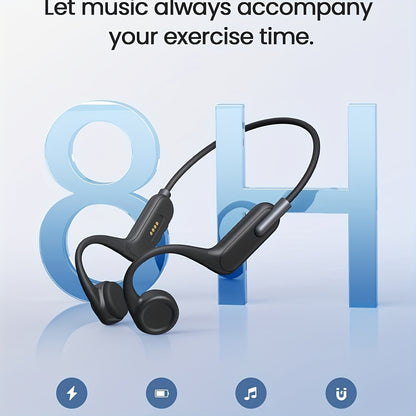 Wireless IPX8 High Quality Open-Ear Bone Conduction Wireless Headphones with 32GB Memory, Suitable for Running, Swimming, Diving, and Outdoor Sports, Comfortable to Wear Without Hearing Damage
