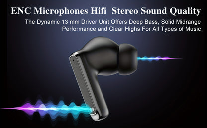 True In-Ear Wireless Headphones, Wireless 5.4, ENC Noise-Cancelling Microphone, Deep Bass, USB-C Charging, Comfortable Design, Clear HIFI Stereo Sound, Long Battery Life, Suitable for Outdoor/Work/Sports, Compatible with All