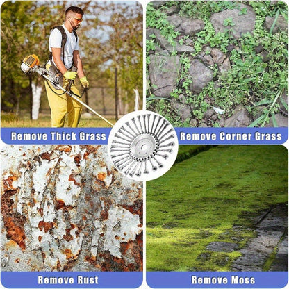 10 Inch Unbreakable Wired Trimmer Blade, Steel Wire Cutter Trimmer Head, Wire Rotary Brush Weed Trimmer Head, Weed Eater Head with Adapter Kit for Moss Grass Rust Removal