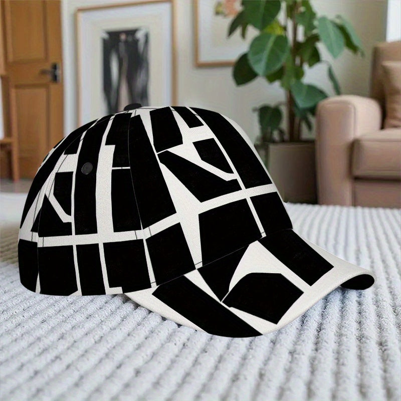1pc Bold 2D All-Over Print Adjustable Snapback - Funky Full-Body Baseball Hat with Bold Text Design, Adjustable Strap for Sports, Running, Gym & for halloween/Christmas/Thanksgiving Events - Polyester Casual Streetwear Access