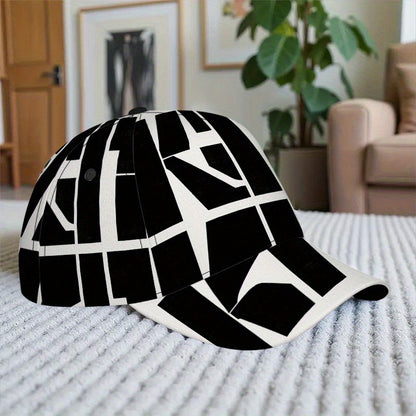 1pc Bold 2D All-Over Print Adjustable Snapback - Funky Full-Body Baseball Hat with Bold Text Design, Adjustable Strap for Sports, Running, Gym & for halloween/Christmas/Thanksgiving Events - Polyester Casual Streetwear Access