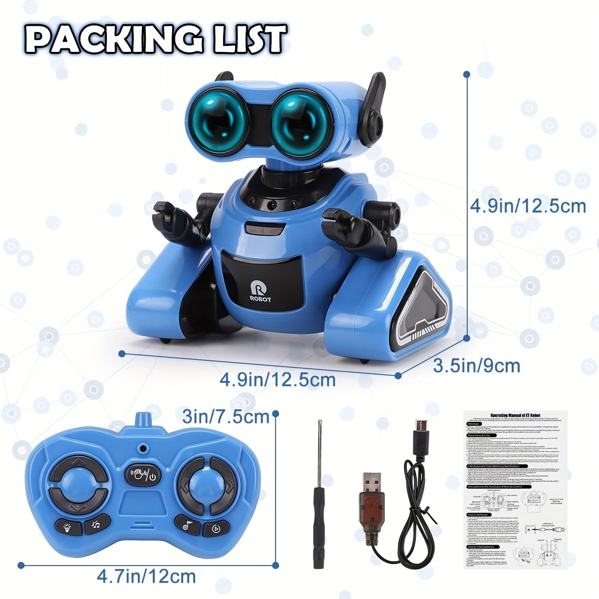 STEM RC Robot with Dance & Music, Smart Interactive Boys & Girls, Blue & Black Kids Dancing Robot,, Ideal Gift for Boys & Girls 3-6 Years Old, Robot Dog, Robot Puppy, Robot Pet, Dog Robot, Robot Jouet, Robotic Dog, Interactiv
