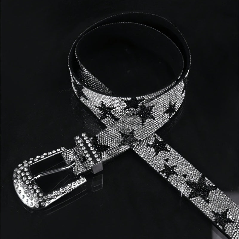 1pc Men'S Multi-Color Shiny Star Element Y2K Street Fashion Belt - Rhinestone Studded, Alloy Buckle, Perfect for Summer Casual, Outdoor Activities, Travel, Graduation Gifts, or Daily Wear