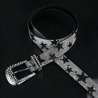 1pc Men'S Multi-Color Shiny Star Element Y2K Street Fashion Belt - Rhinestone Studded, Alloy Buckle, Perfect for Summer Casual, Outdoor Activities, Travel, Graduation Gifts, or Daily Wear
