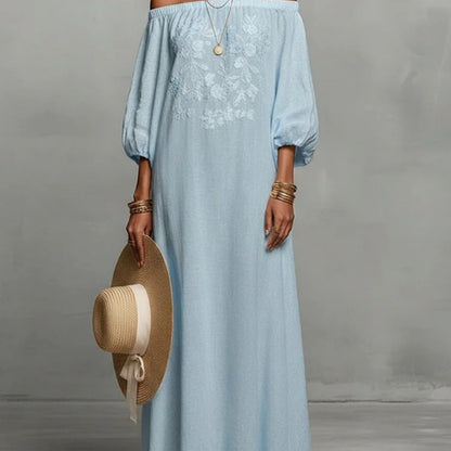 2026 Elegant Floral Off-Shoulder Long Vacation Dress