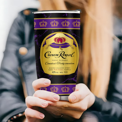 1pc 20oz Crown Royal Whiskey-Themed Stainless Steel Tumbler, Leakproof, Insulated, Non-Slip, Shatterproof, Perfect for Christmas, Halloween, Valentine's Day, Easter, Thanksgiving - Portable and Durable Whiskey Accessory