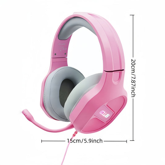 Colusi Wired Gaming Headset with Microphone, PS4/PS5/Xbox/Switch/Laptop Compatible, Low Latency Surround Sound, Noise Isolating Closed-Back Headphones, - Plug & Play, Volume Control & Adjustable Headband for PC Gaming
