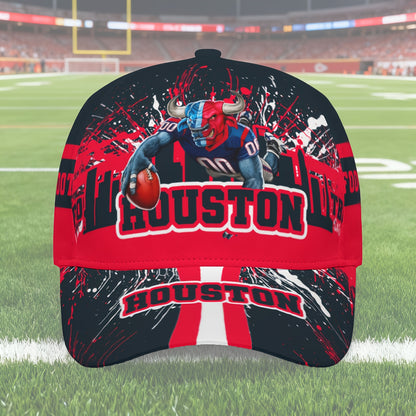 Houston Cartoon Baseball Cap, Adjustable, Unisex, Curved Brim, Perfect for Fans to Enjoy Outdoor Leisure And Sun Protection All Year Round.