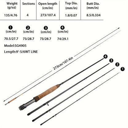 Sougayilang Ultimate Fly Fishing Kit - 4-Section Rod, 5/6 Reel, Line & Accessories for Freshwater Streams - Ideal for Beginners & Experienced Anglers - Perfect Gift for Fishing Enthusiasts
