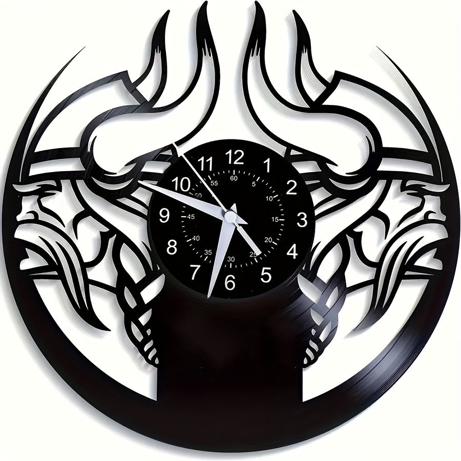 Viking Characters LED Vinyl Record Wall Clock, The Fjord Home Wall Clock Silent Clock Unique Design Wall Art Oginal Gift For Viking Fans Birthday, Halloween, Christmas, For Living Room Bedroom, Room Decor, Home Decor, Kitchen