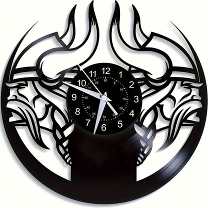 Viking Characters LED Vinyl Record Wall Clock, The Fjord Home Wall Clock Silent Clock Unique Design Wall Art Oginal Gift For Viking Fans Birthday, Halloween, Christmas, For Living Room Bedroom, Room Decor, Home Decor, Kitchen