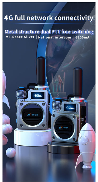 Omi Smart M6 Card Slot Global Intercom, Unlimited Distance 5000km Call Range, Metal Body, Shockproof and Drop-Resistant, HD Blue Screen, 5-Day Long Standby, 8K Intelligent Noise-Cancelling Speaker, Mini Design, Offroad Commun