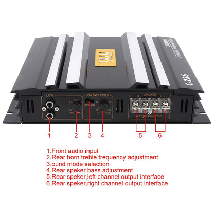 High Power Car Stereo Amplifiers - 3800W - Class AB Digital - 2 Channel - Aluminum Alloy - Black Audio Power Amplifier
