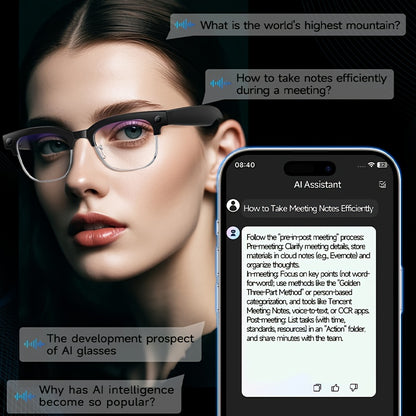 Brand New Design - New Arrival - Stylish Glasses With Smart Camera | Wireless Calling And Music Playback | Real-time Multi-language Translation | HD Video Recording | UV Protection | Lightweight, Hands-free Design - Perfect F