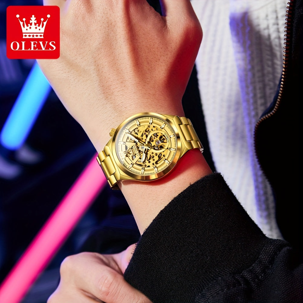 OLVES Stainless Steel Automatic Mechanical Watches For Men Luxury Top Brand Business Fashion Men'S Watches New Trend Classic Original High Quality Best Selling Men'S Wrist Watches, Without Battery