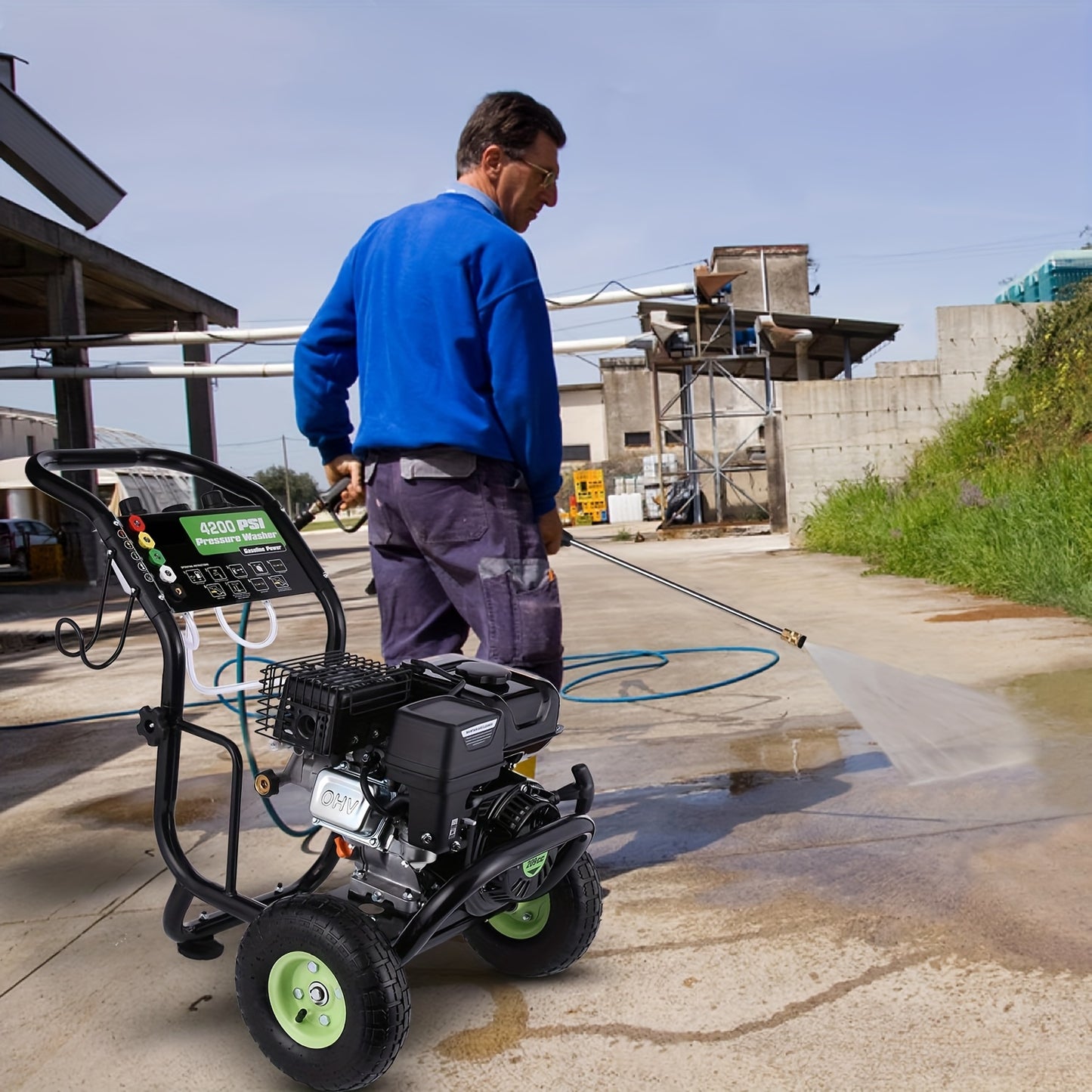 4200PSI 4.0GPM Heavy-Duty Gas-Powered High-Pressure Washer with 196CC Engine, 25ft Hose & 5 Nozzles - Commercial/Residential Portable Pressure Washing Machine for Driveways, Vehicles, Patio, Garden, Yard - EPA/CARB/, No Batte