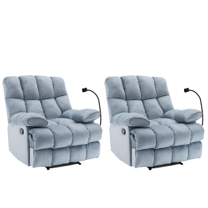 Chizzysit 2 Pack Manual Recliner Chair, Oversized Reclining Chair, Velvet Comfortable Recliner Chairs for Adults with Soft Overstuffed Arms And Back, Heavy Duty Reclining Chair for Living Room, Ergonomic Single Sofa Chair, So