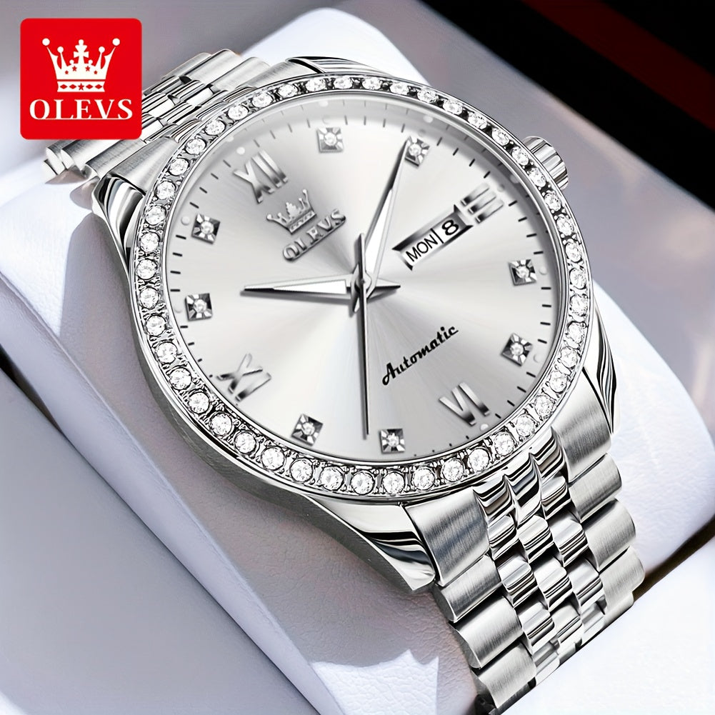 OLEVS New Casual Fashion Stainless Steel Automatic Mechanical Watches for Men Top Brand Luxury Original Business Men's Wrist Watches Classic High Quality Best Selling Men's Watches, Automatic Watches For Men, Automatic Watche
